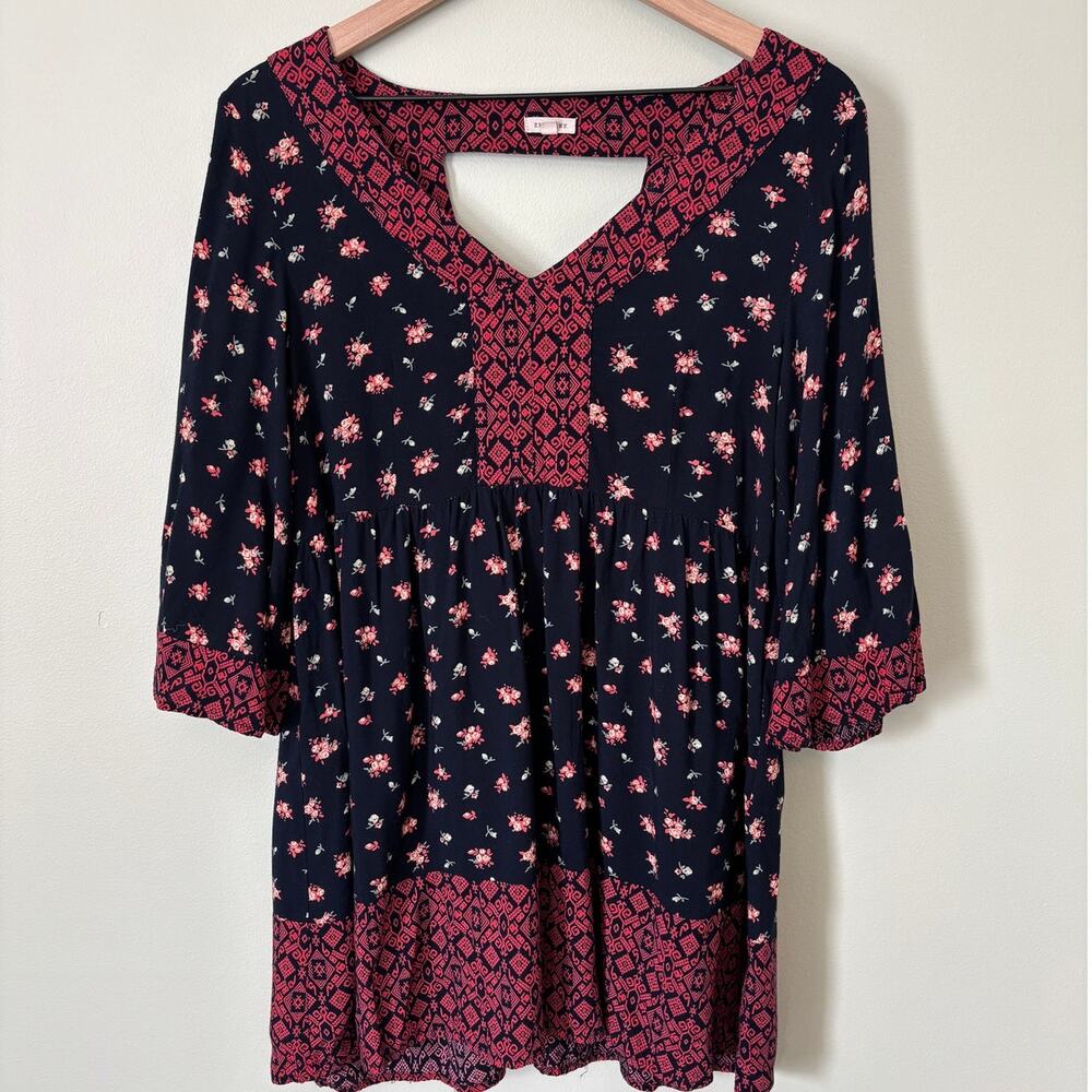 En Creme Floral Mini Dress Size Medium Cottage Core Boho Flowy